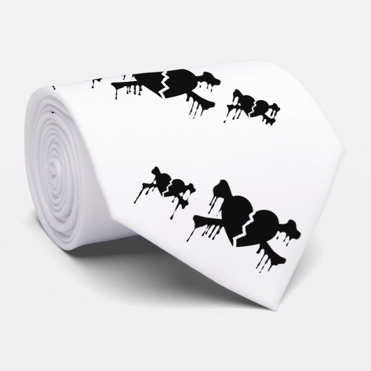 Herz und Knochen Valentinstag Krawatte (Gerollt)