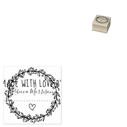 Herz und Kranz | Maßgeschneidert mit Liebe Gummistempel (Stempel)