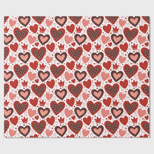 Herz- und Kronenmuster Geschenkpapier (Flach)
