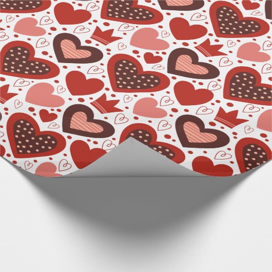 Herz- und Kronenmuster Geschenkpapier (Ecke)