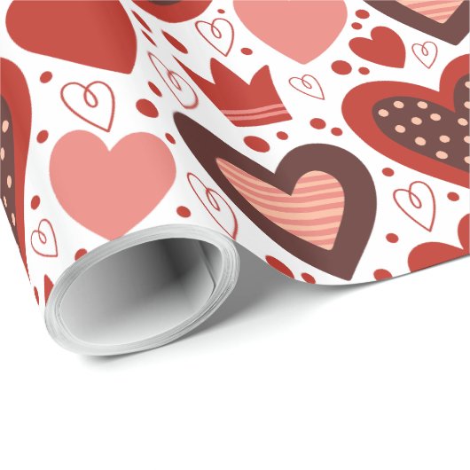 Herz- und Kronenmuster Geschenkpapier (Rolleneckpunkt)