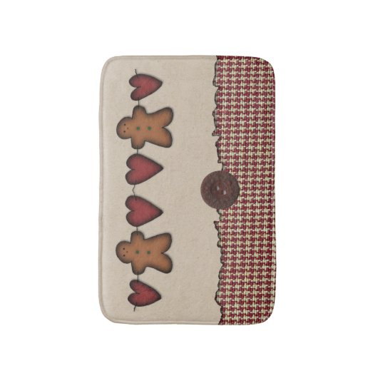 Herz und Lebkuchen Mann Bath Mat Badematte (Vorderseite Vertikal)
