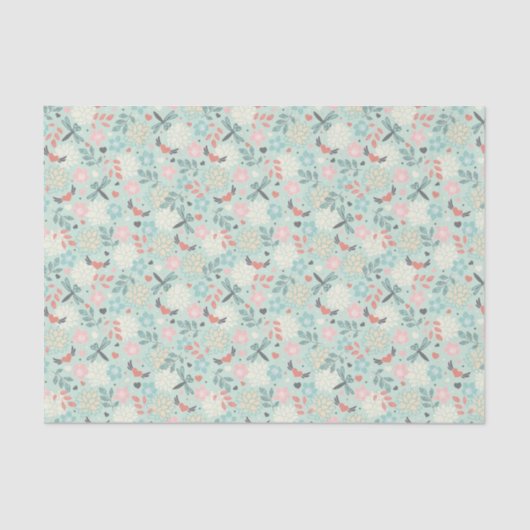 Herz und Libellen Hübsch Seidenpapier (Vorderseite)