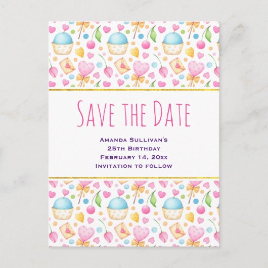 Herz und Liebe Deluxe Wasserfarben Muster Einladungspostkarte (Vorderseite)