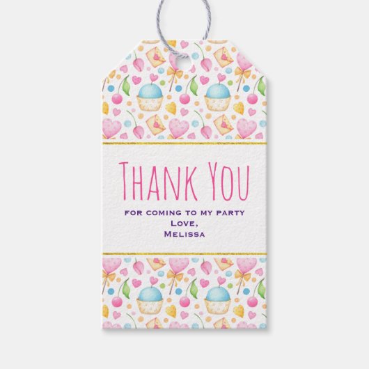 Herz und Liebe Deluxe Wasserfarben Muster Geschenkanhänger (Vorderseite)