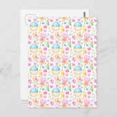 Herz und Liebe Deluxe Wasserfarben Muster Postkarte (Vorne/Hinten)