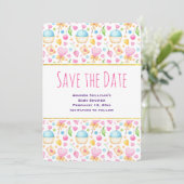 Herz und Liebe Deluxe Wasserfarben Muster Save The Date (Stehend Vorderseite)
