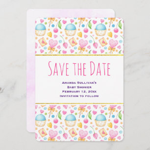 Herz und Liebe Deluxe Wasserfarben Muster Save The Date