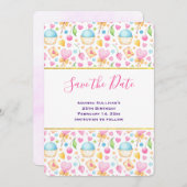 Herz und Liebe Deluxe Wasserfarben Muster Save The Date (Vorne/Hinten)