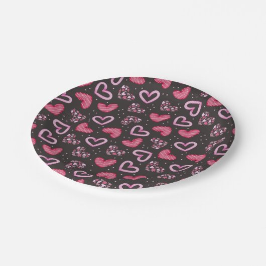 Herz und Liebe Pappteller (Schrägansicht)