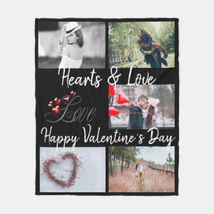 Herz und Liebe Valentinstag Schwarzes Foto Fleecedecke