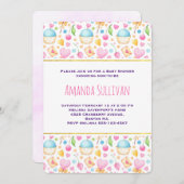 Herz und Liebe Wasserfarben Muster Kinderdusche Einladung (Vorne/Hinten)