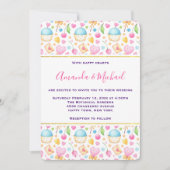 Herz und Liebe Wasserfarbenmuster Hochzeit Einladung (Vorderseite)