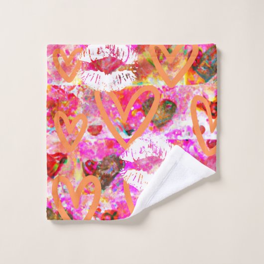 Herz und Lippen Badhandtuch Set (Waschlappen)