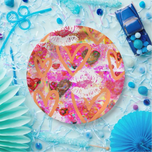 Herz und Lippen Pappteller (Party)