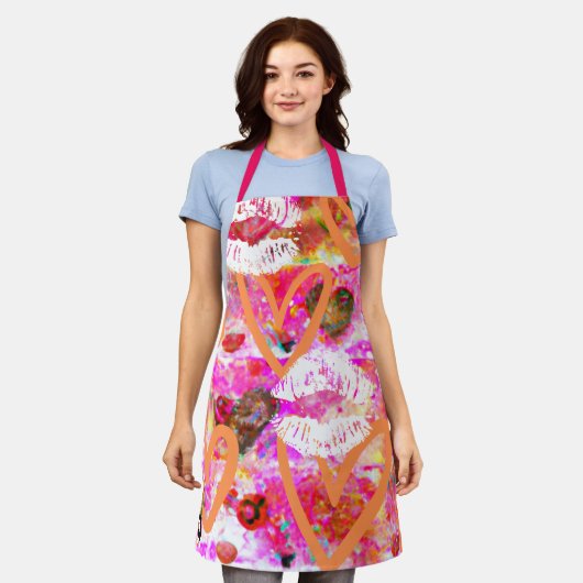 Herz und Lippen Schürze (Getragen)