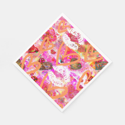 Herz und Lippen Serviette (Ecke)