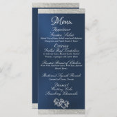 Herz und Monogramm - Blau/Silberhochzeit Menükarte (Vorne/Hinten)