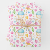 Herz und Muffins Deluxe Wasserfarben Muster Geschenkpapier Set (Beispiel)