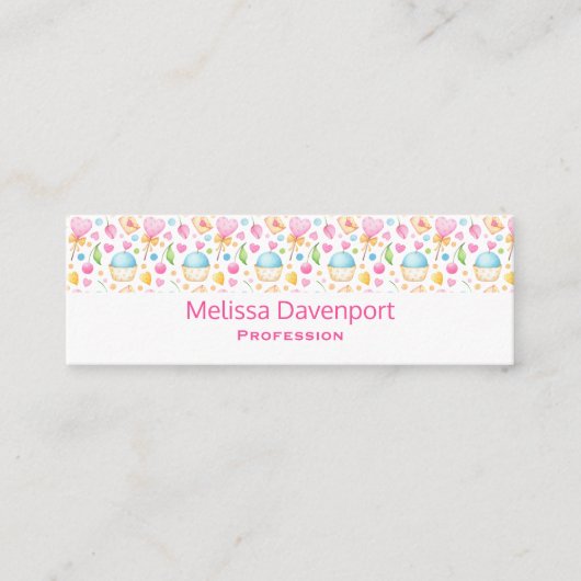 Herz und Muffins Deluxe Wasserfarben Muster Mini Visitenkarte (Vorderseite)