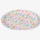 Herz und Muffins Deluxe Wasserfarben Muster Pappteller (Schrägansicht)