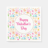 Herz und Muffins Wasserfarben Muster Valentine Serviette (Vorderseite)
