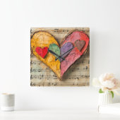 Herz und Musik Quadratische Wanduhr (Zuhause)