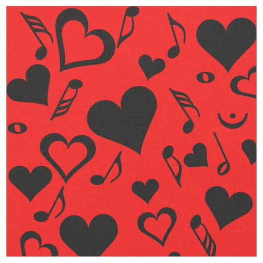 Herz und Musiknoten Stoff (Nahaufnahme)
