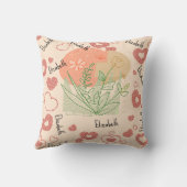 Herz und Name Vintages Muster Blumenmuster Kinderz Kissen (Rückseite)