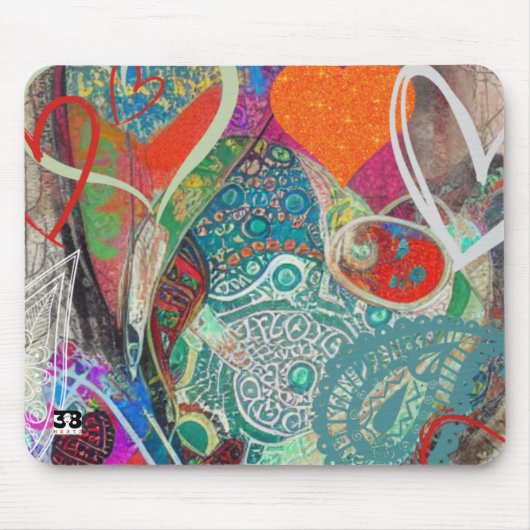 Herz und Paisley Mouse Pad Mousepad (Vorne)
