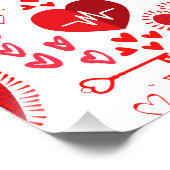 Herz und Pfeil der roten Liebe Poster (Ecke)