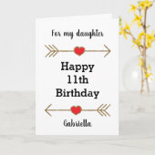 Herz und Pfeile Happy 11. GeburtstagsTochter Karte (Gelbe Blume)