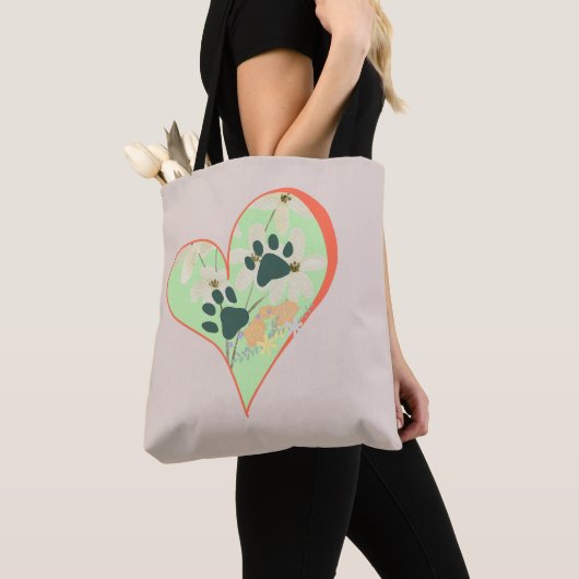 Herz und Pfoten Tasche (Von Nahem)