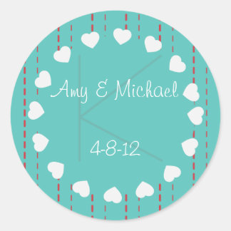 Herz und Pinstripe Gefallen Etikett Runder Aufkleber