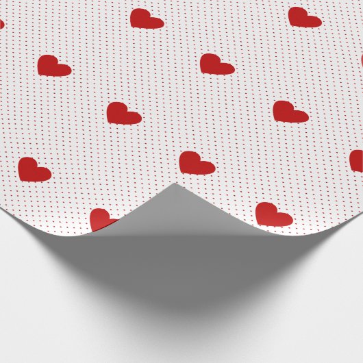 Herz und Polka Dot Roter weißer Hintergrund Geschenkpapier (Ecke)