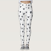 Herz und Polka Dot Schwarz und Weiß Muster Leggings (Vorderseite)