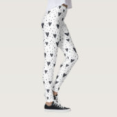 Herz und Polka Dot Schwarz und Weiß Muster Leggings (Rechts)