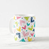 Herz und Punkte im Doodle-Stil Kaffeetasse (Vorderseite Links)