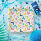 Herz und Punkte im Doodle-Stil Pappteller (Party)