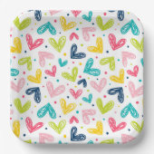 Herz und Punkte im Doodle-Stil Pappteller (Vorderseite)