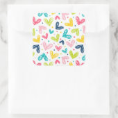 Herz und Punkte im Doodle-Stil Quadratischer Aufkleber (Tasche)