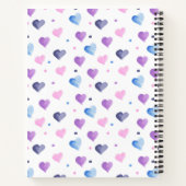 Herz und Punkte Wasserfarbe Rosa Blau Lila Notizblock (Rückseite)