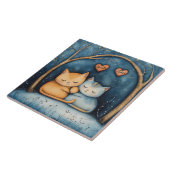 Herz und Purs Feline Soulmates Illustrierte Kunst Fliese (Seite)