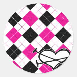Herz und Raute Runder Aufkleber