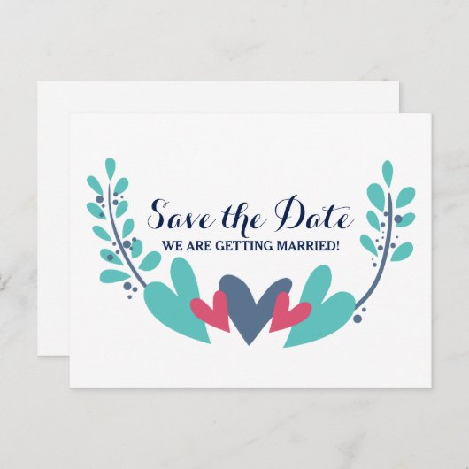 Herz und Reben Save the Date Postkarte (Vorne/Hinten)