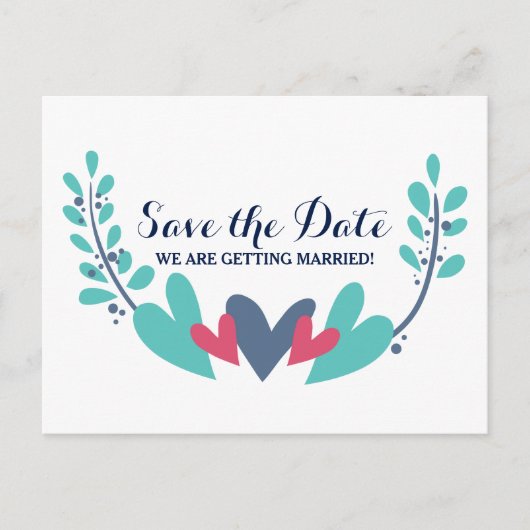 Herz und Reben Save the Date Postkarte (Vorderseite)