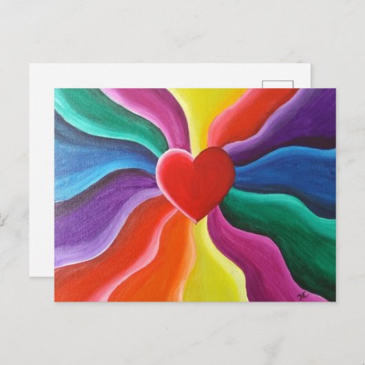 Herz und Regenbogen Postkarte (Vorne/Hinten)