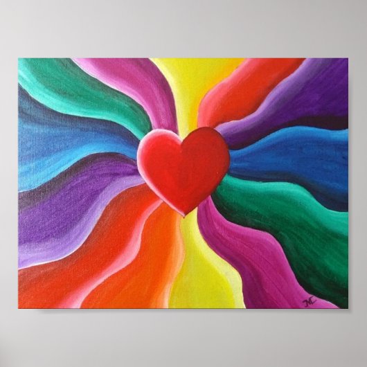 Herz und Regenbogen Postkarte Poster (Vorne)