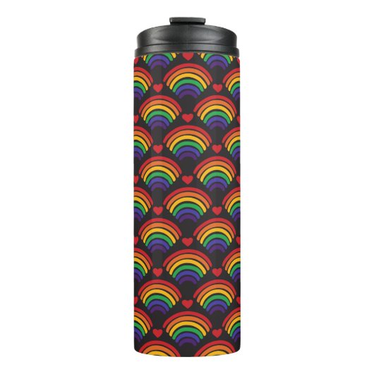 Herz- und Regenbogenmuster Thermosbecher (Vorderseite)