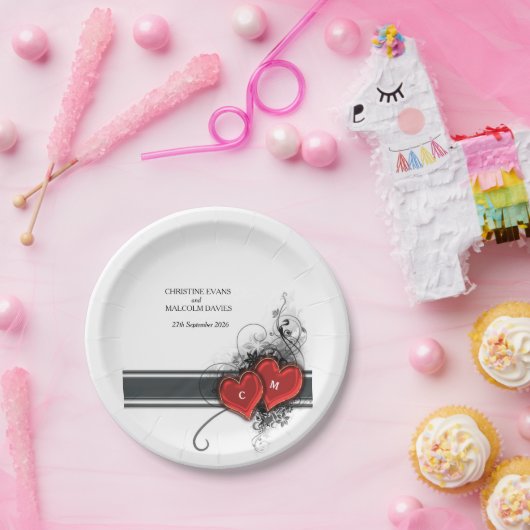 Herz und Rollen Pappteller (Party)